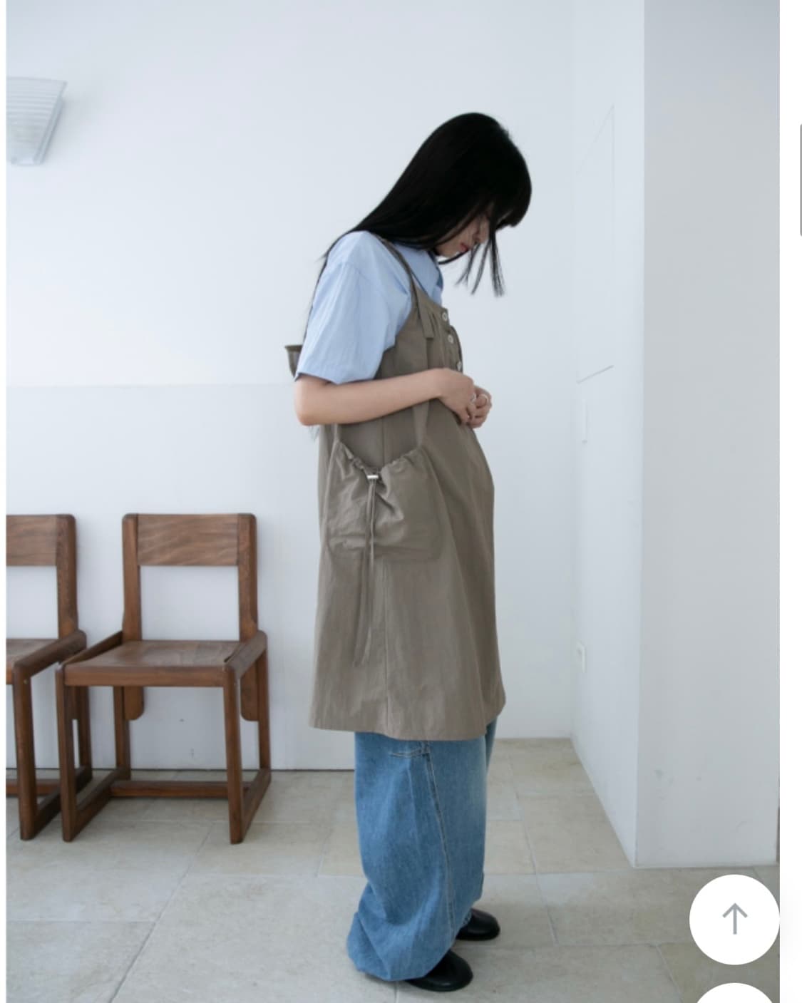 오무수히 포켓 레이어드 원피스 카키 상품이미지2