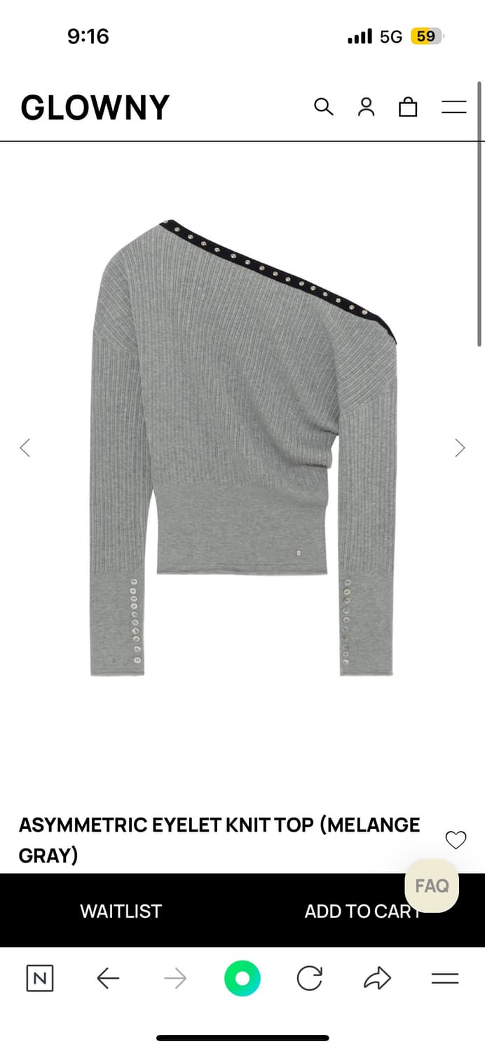 Asymmetric Eyelet Knit Top 상품이미지1