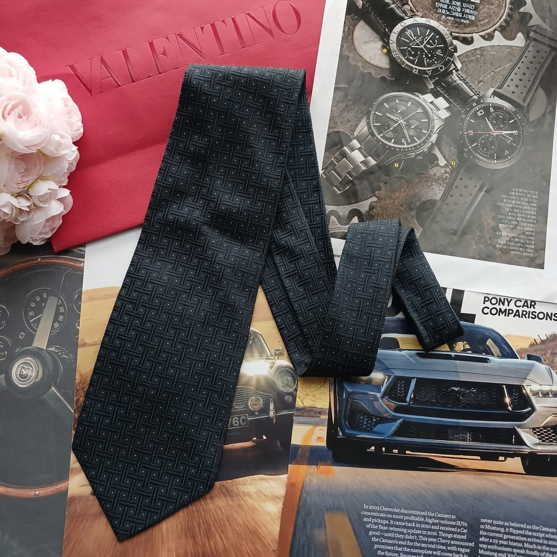 발렌티노 넥타이 블랙 패턴 9.5cm A+등급 A18028
 상품이미지3