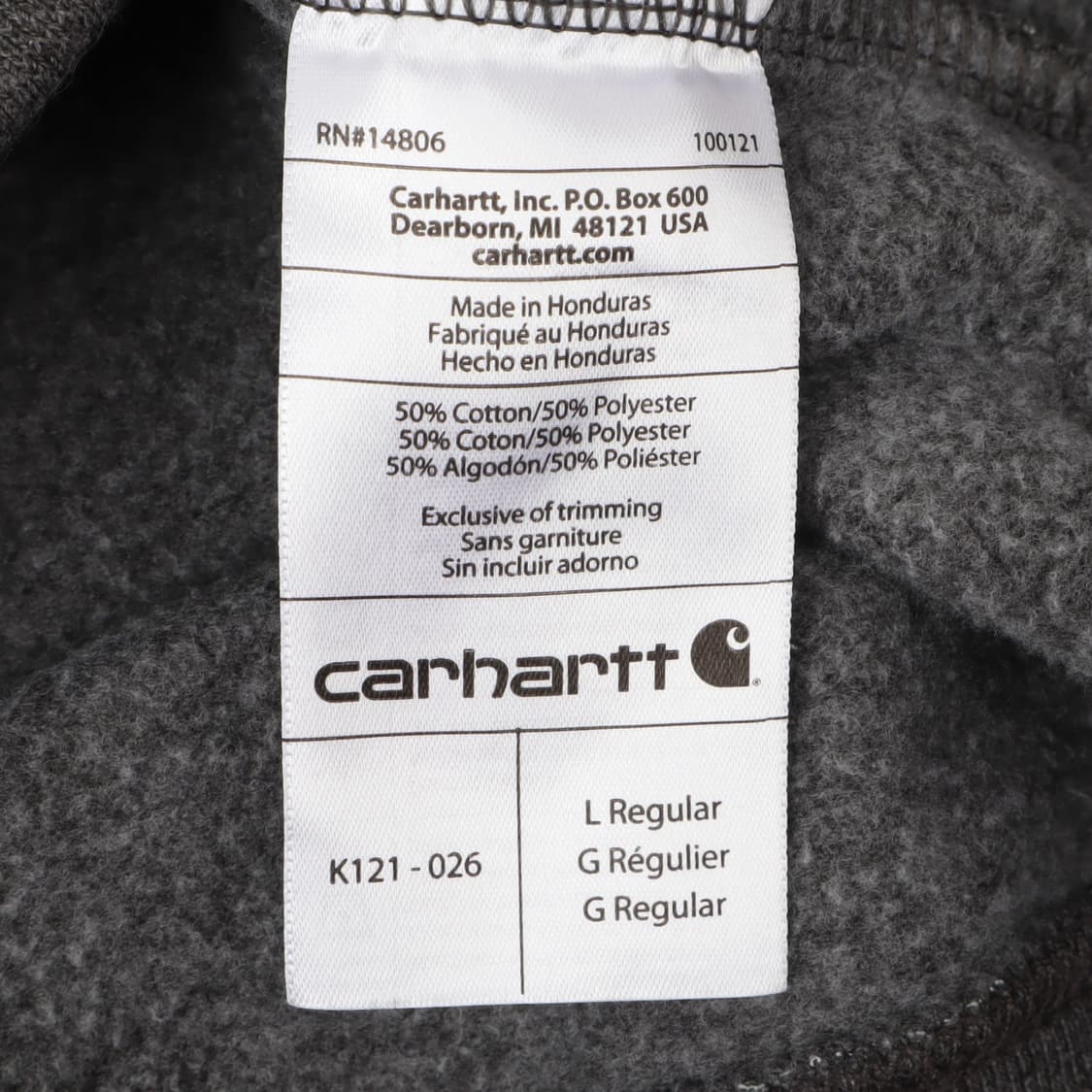칼하트 k121 오리지널핏 챠콜그레이 후드티 상품이미지8