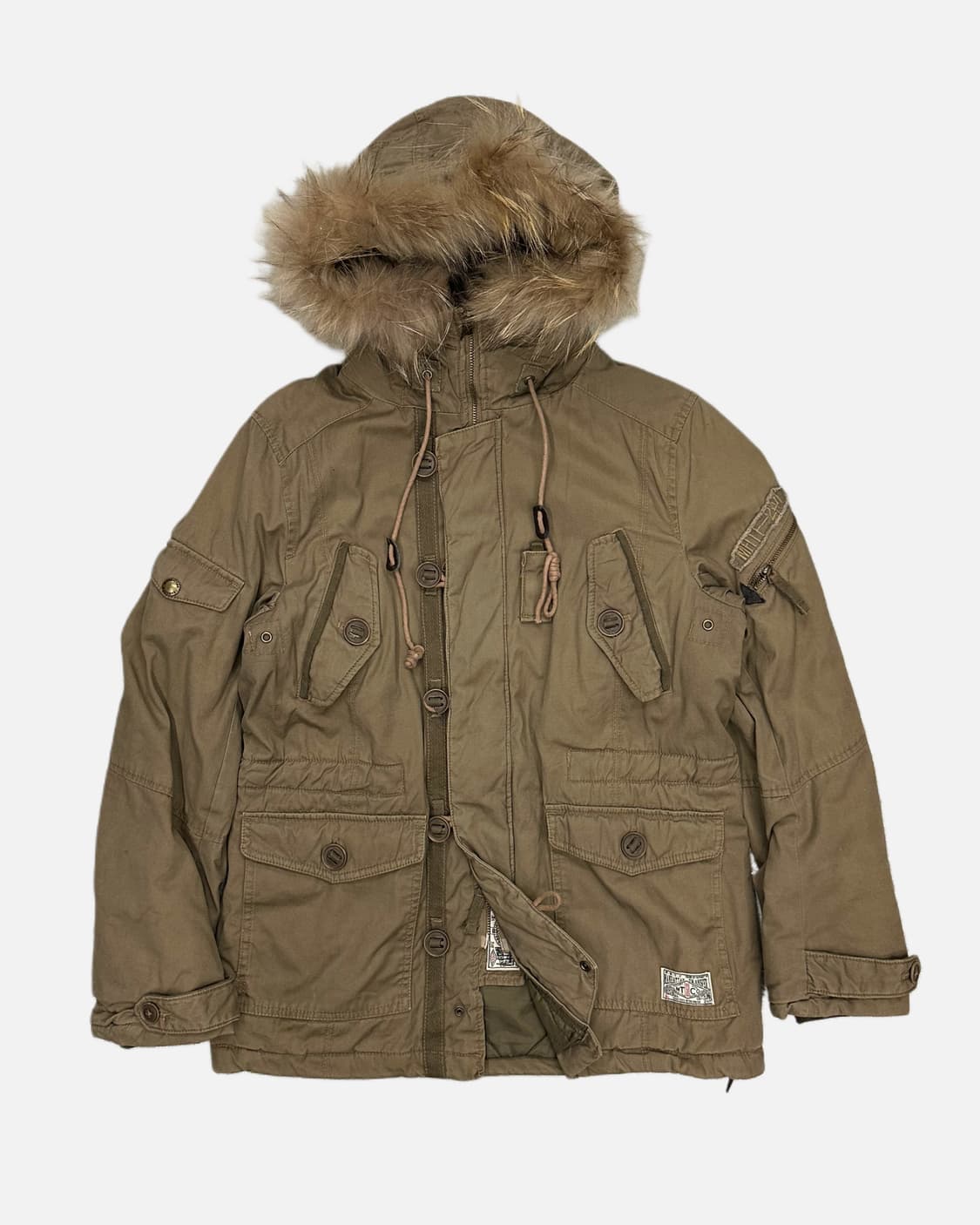 beige military fur hood parka 상품이미지2