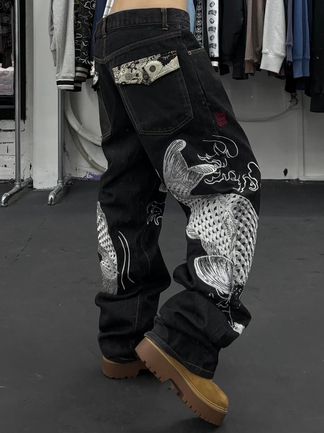 카라쿠리 타마시 오리엔탈 잉어 데님팬츠 상품이미지3