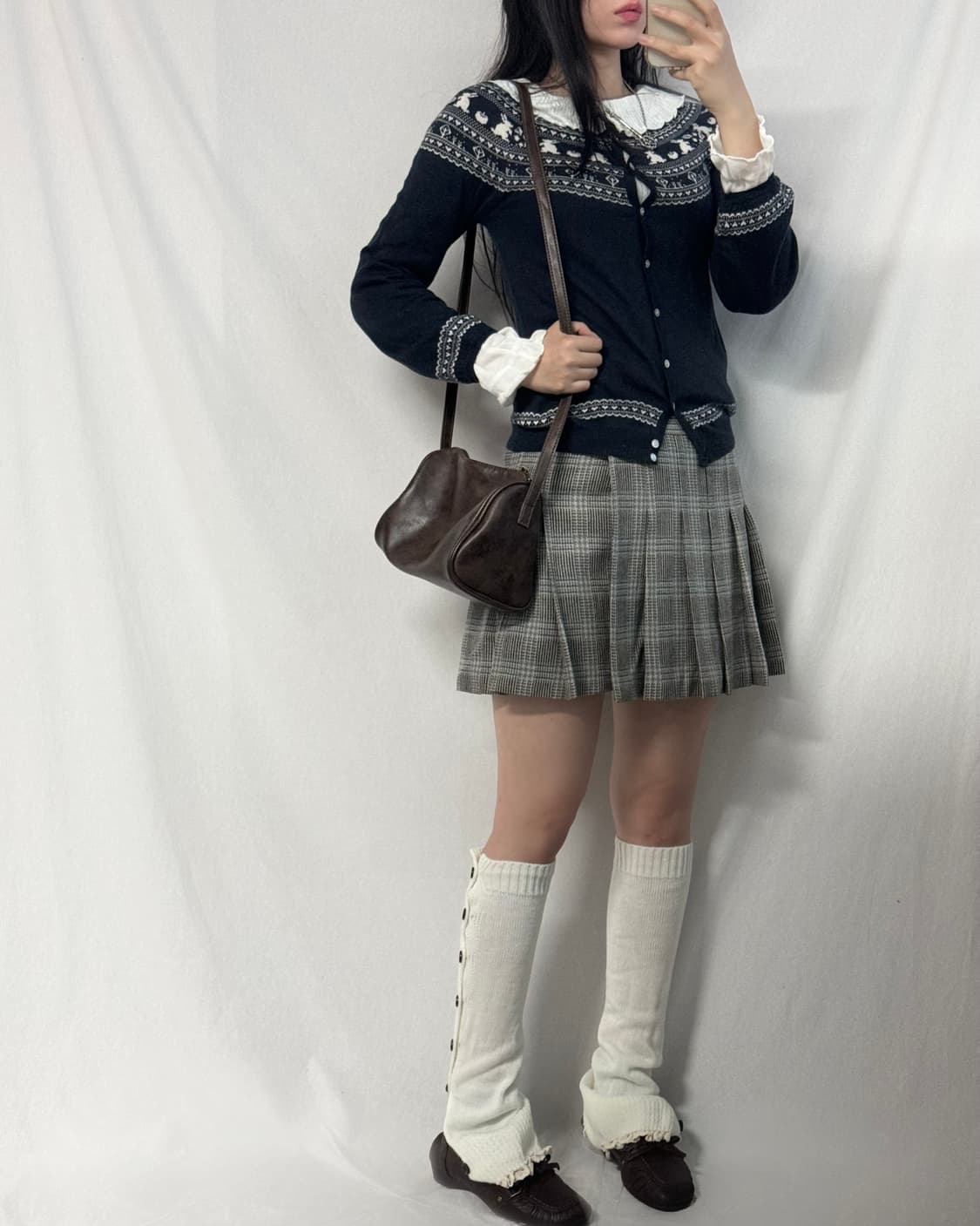 버니 노르딕 패턴 울 혼방 가디건 상품이미지3