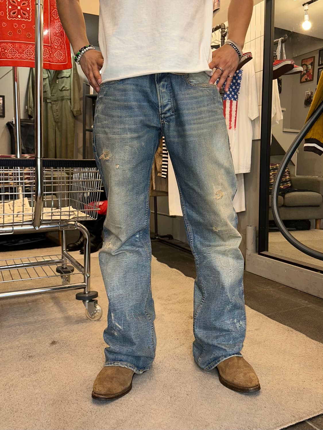 00’s Diesel zatiny repair boots denim 상품이미지1