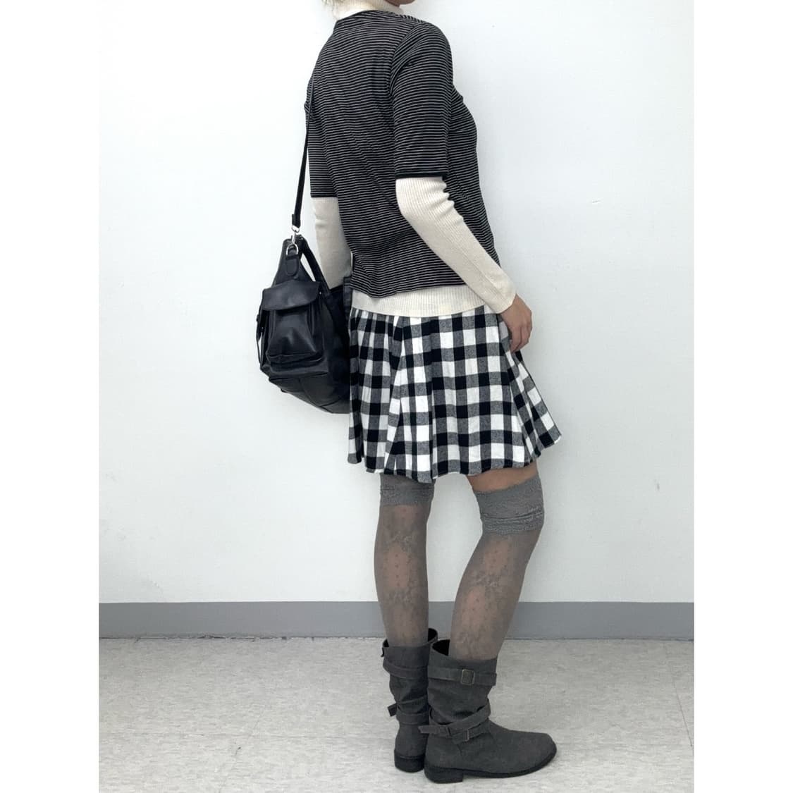 빈티지 블랙 모리걸 스트라이프 반팔 티셔츠 상품이미지4