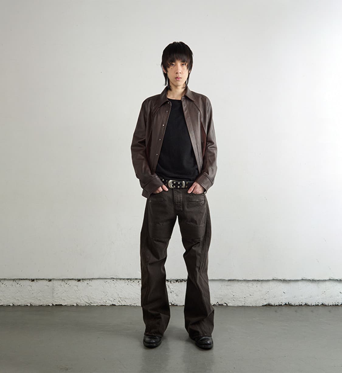 nvrfrgt 레더 롱슬리브 셔츠 자켓(브라운) 상품이미지2