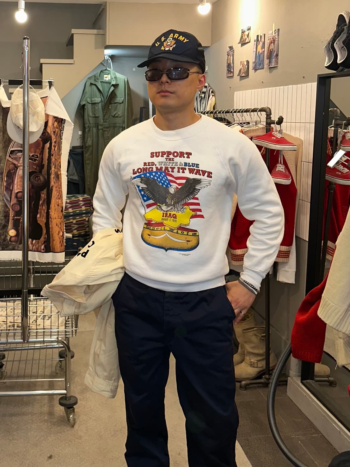 90’s USA, IRAQ The Gulf war print sweats 상품이미지2