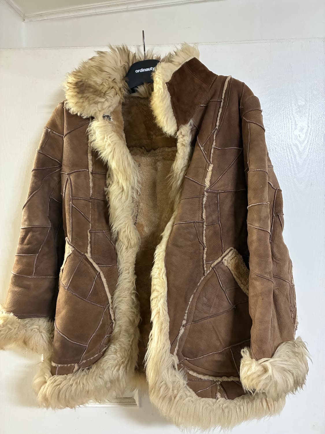 브라운 패치워크 퍼 자켓 상품이미지1