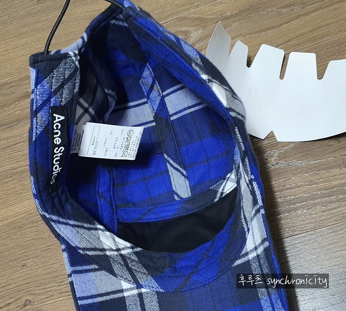 아크네 이모지 체크 볼캡 F 블루 코튼 모자 상품이미지10