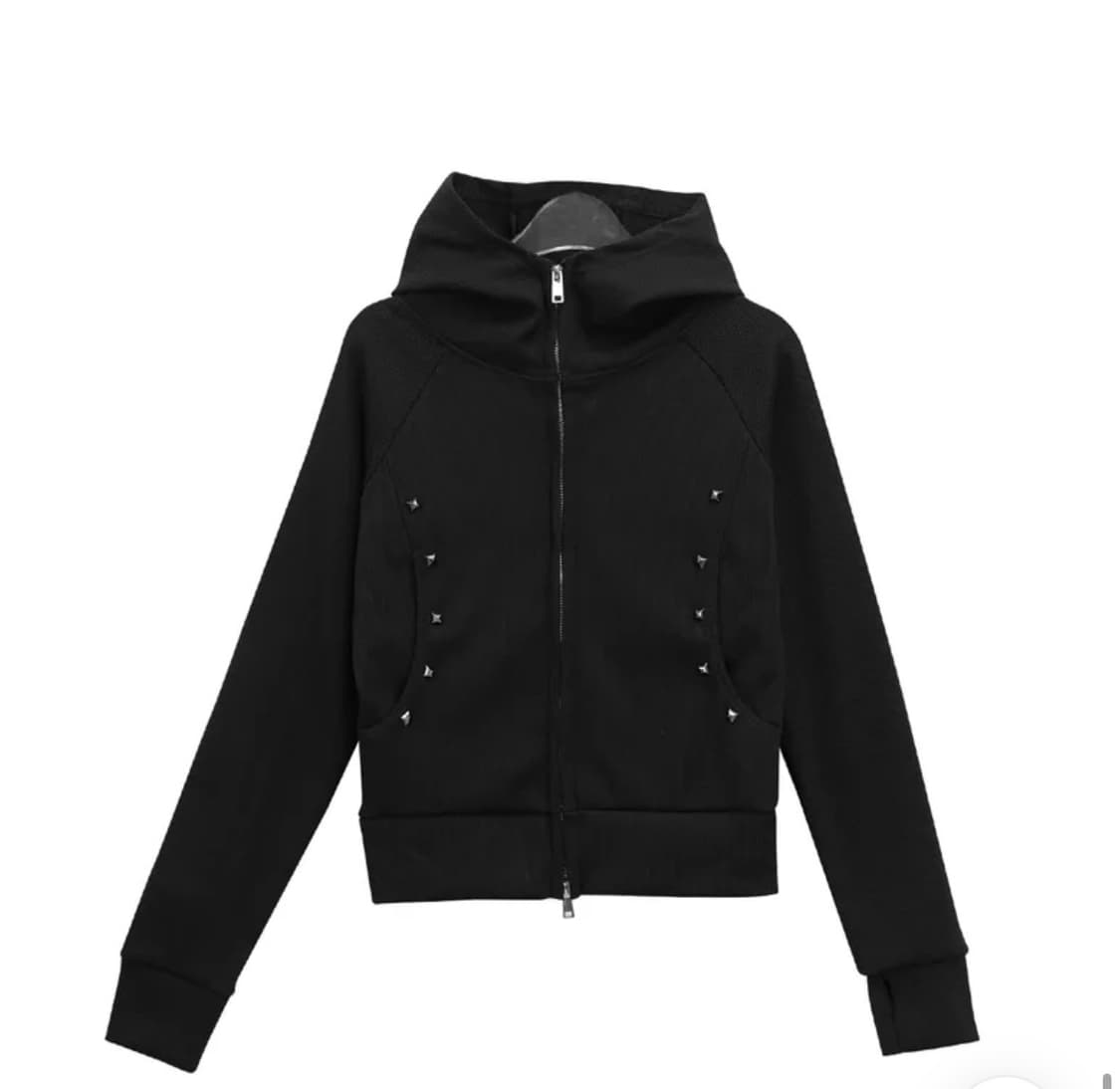 스터드 후드집업 블랙 상품이미지1