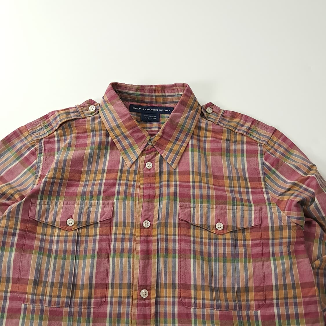 CK207 XL 폴로 90s 핑크 마드라스체크 유틸리티 셔츠 남방 상품이미지2