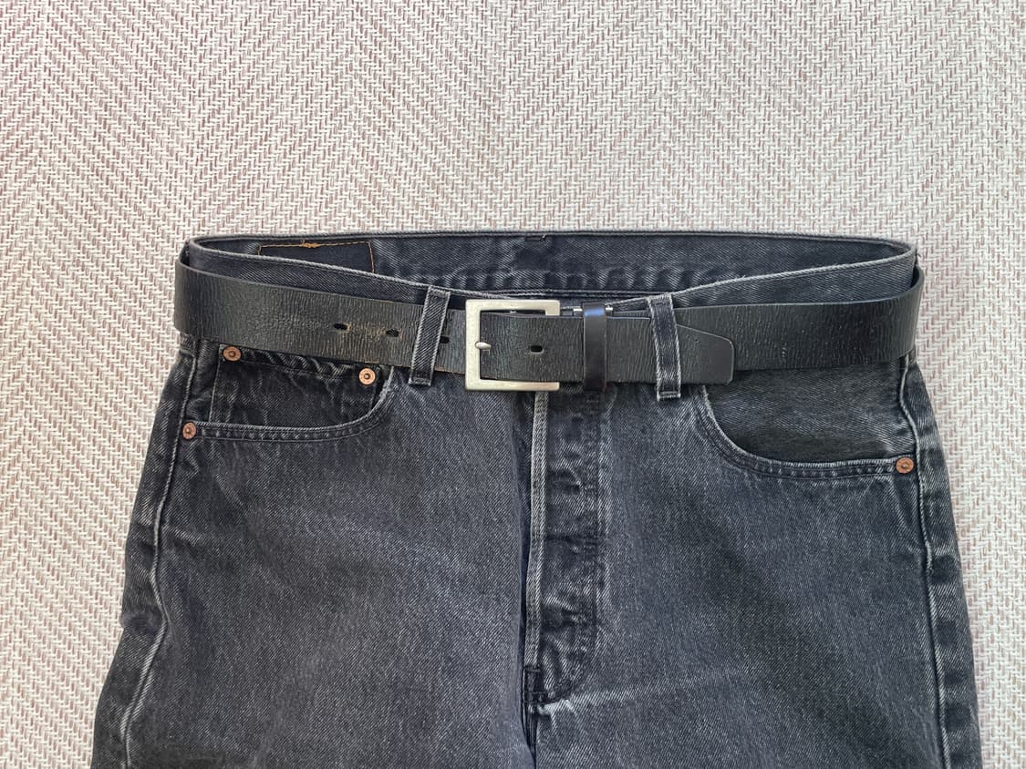 빈티지 genuine leather italy 실버버클 레더 벨트  상품이미지1