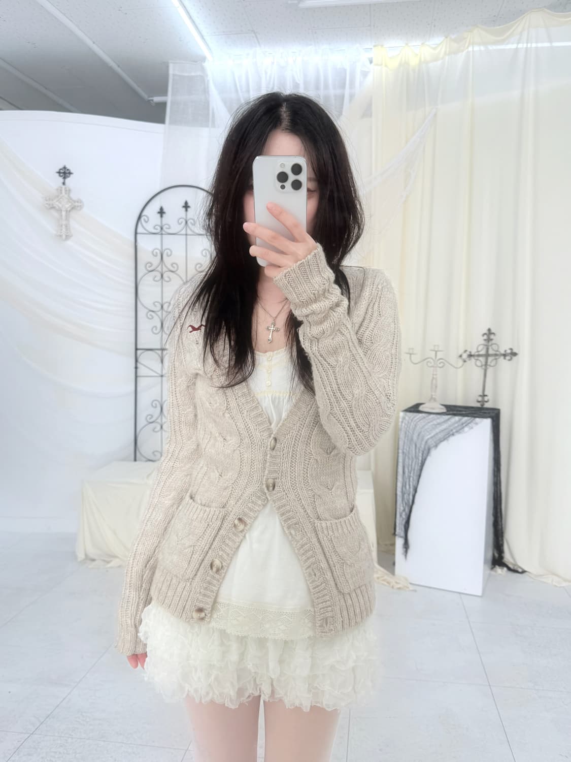 홀리스터 베이지 니트 가디건 상품이미지5