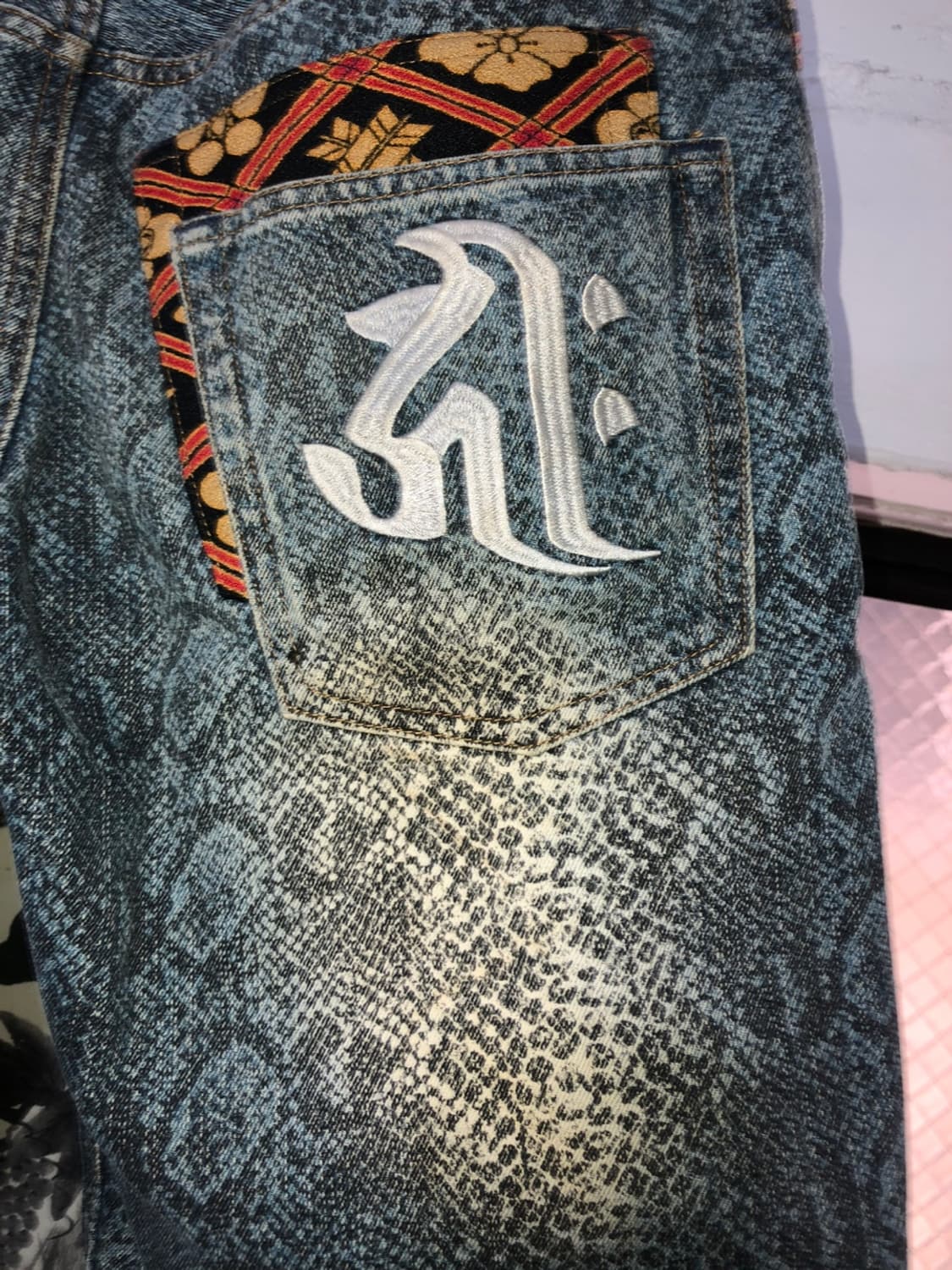 絡繰魂 Python Pattern Half Denim - 32 상품이미지8