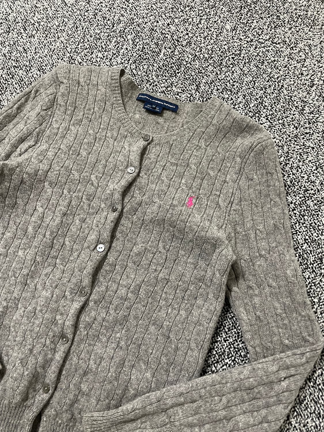 빈티지9. 폴로랄프로렌 스포츠클럽 케이블 니트 가디건 딥그레이 상품이미지2
