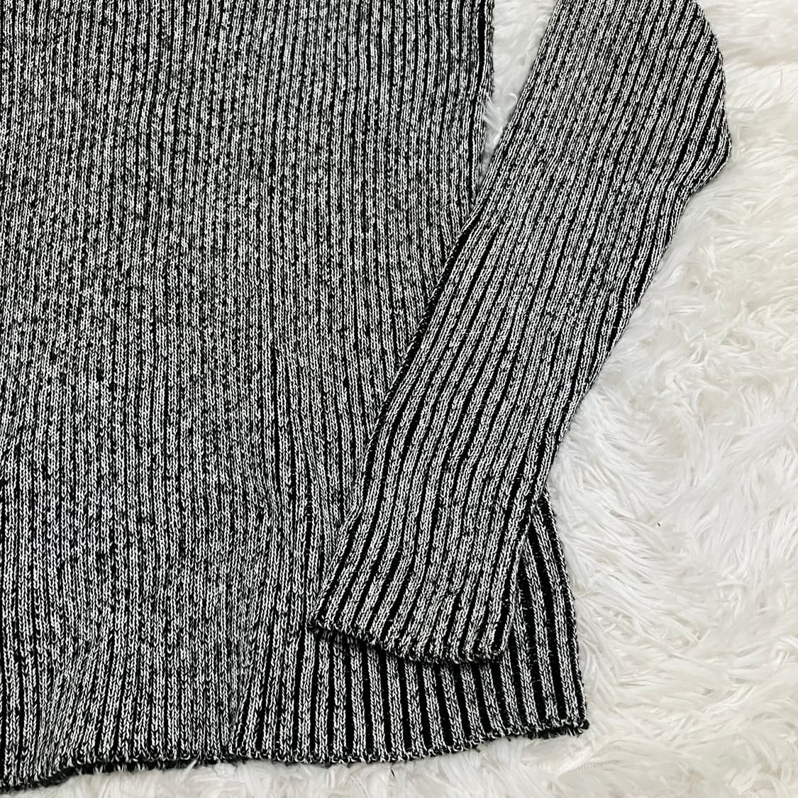 빈티지 그레이 반집업 스트라이프 폴라 니트 908 y2k 스트릿 모리 갸 상품이미지4