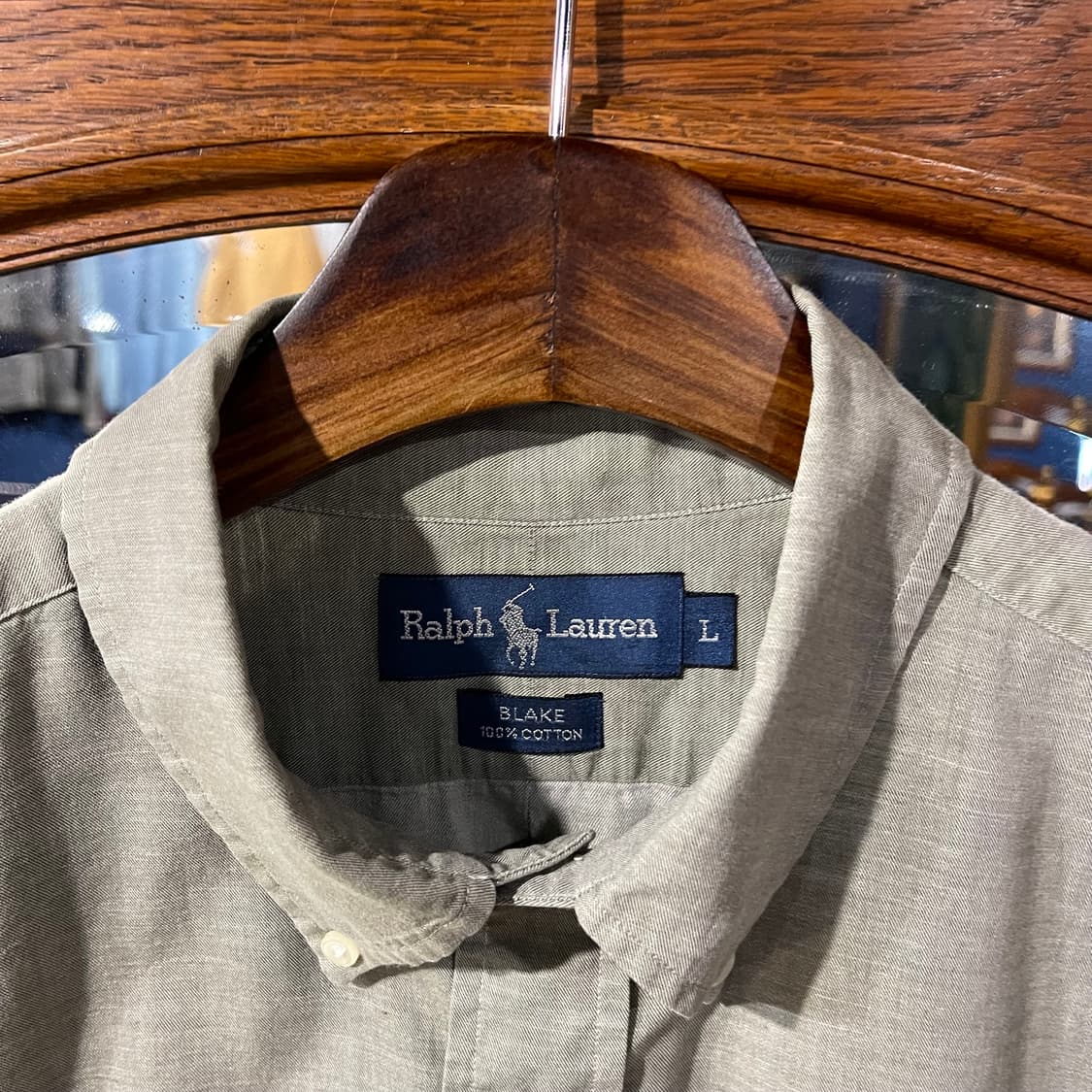 Ralph Lauren POLO by Ralph Lauren BLAKE long-sleeved button-down shirt, men's size L cotton Beige type Vintage Second Hand