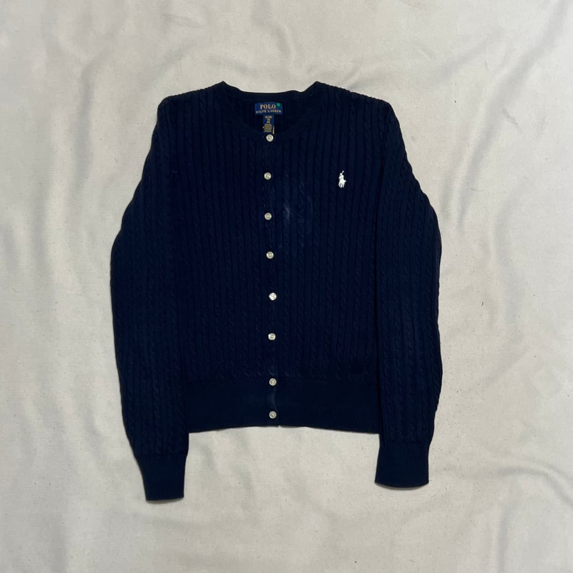 XL 폴로랄프로렌 화이트 포니 네이비 케이블 가디건 상품이미지2