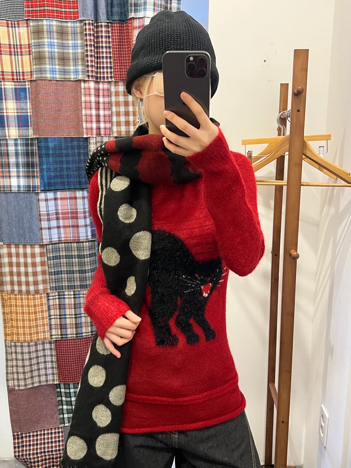 히스테릭글래머 블랙 캣 레드 매쉬 니트 상품이미지3