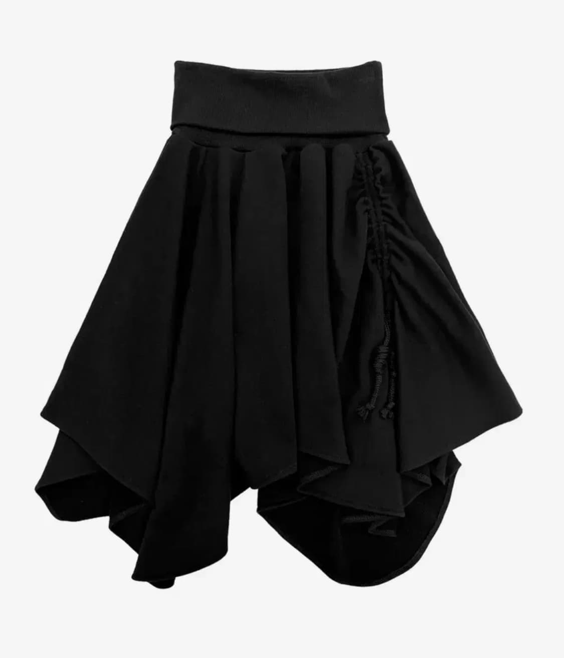 플리즈마스페어 워머 언발란스 드레이프 스웻 미디 스커트 블랙 상품이미지1