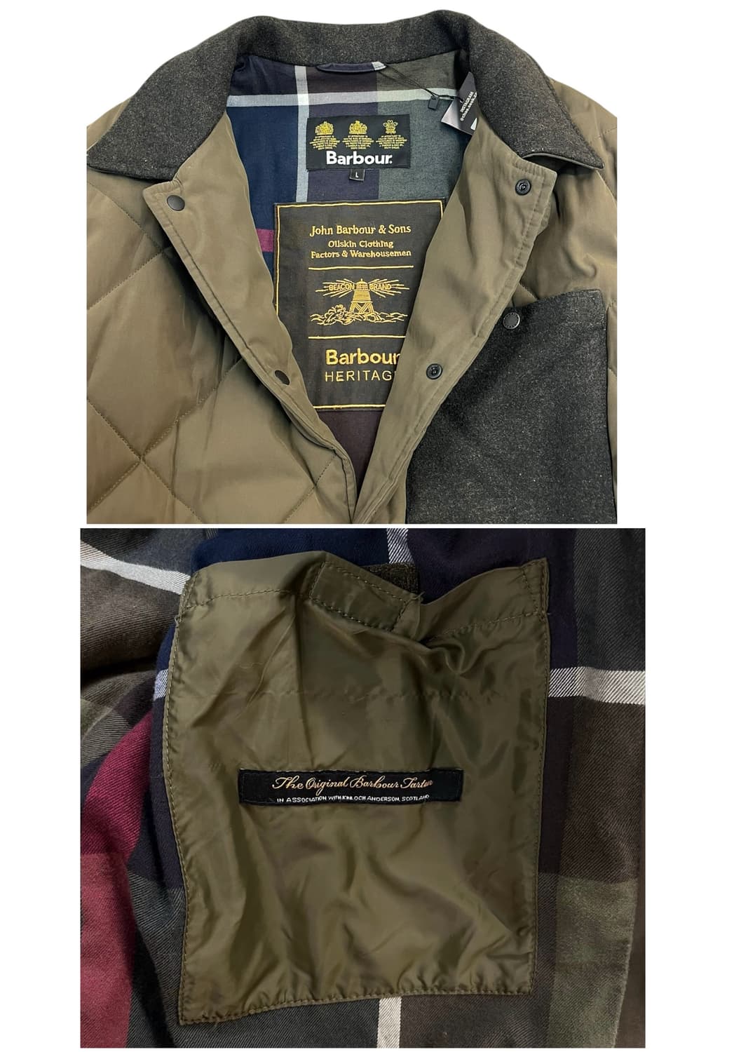 바버 카라 퀄팅 자켓 카키 L #csz2148 상품이미지4