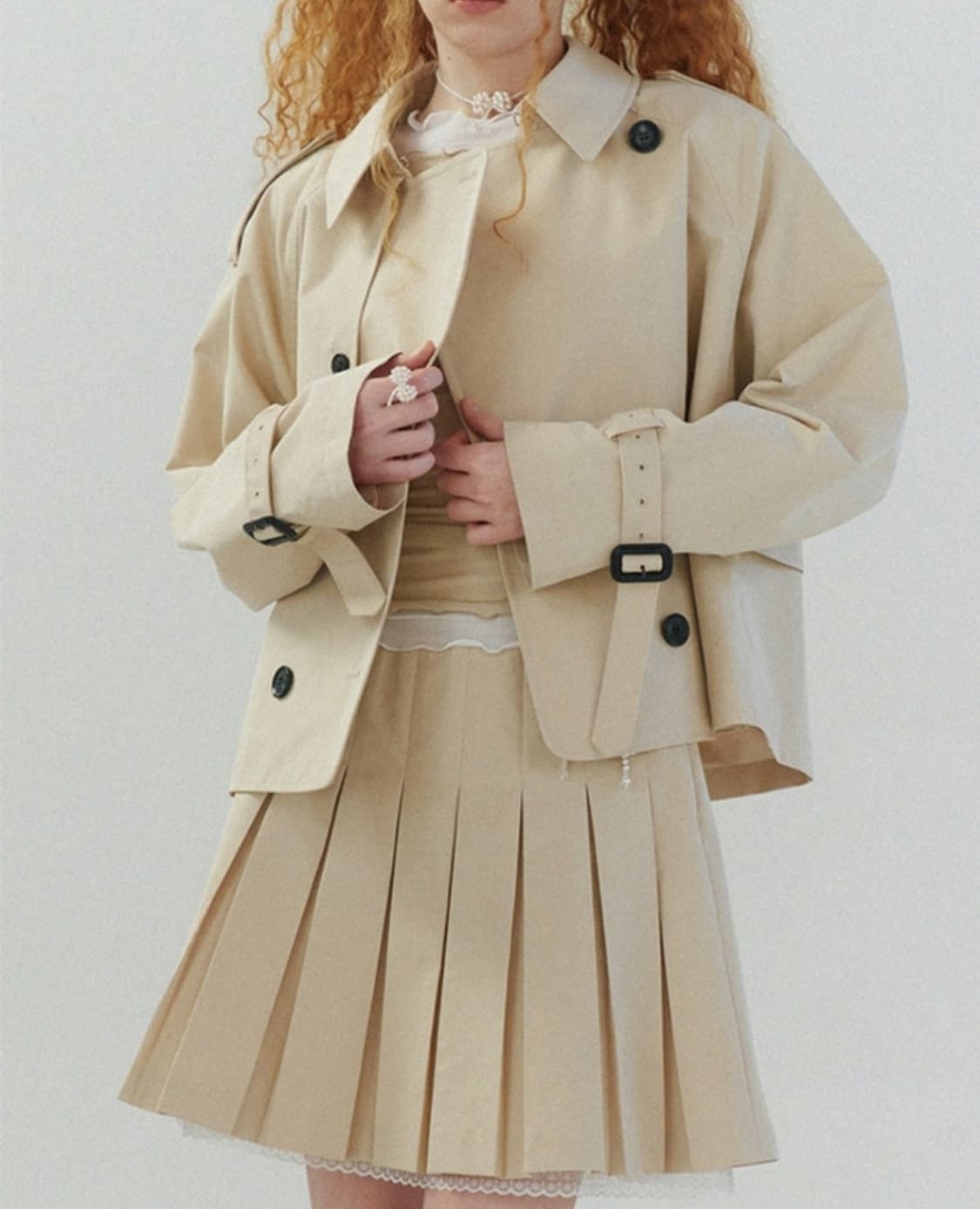 플레따 숏 트렌치 자켓 베이지 상품이미지2