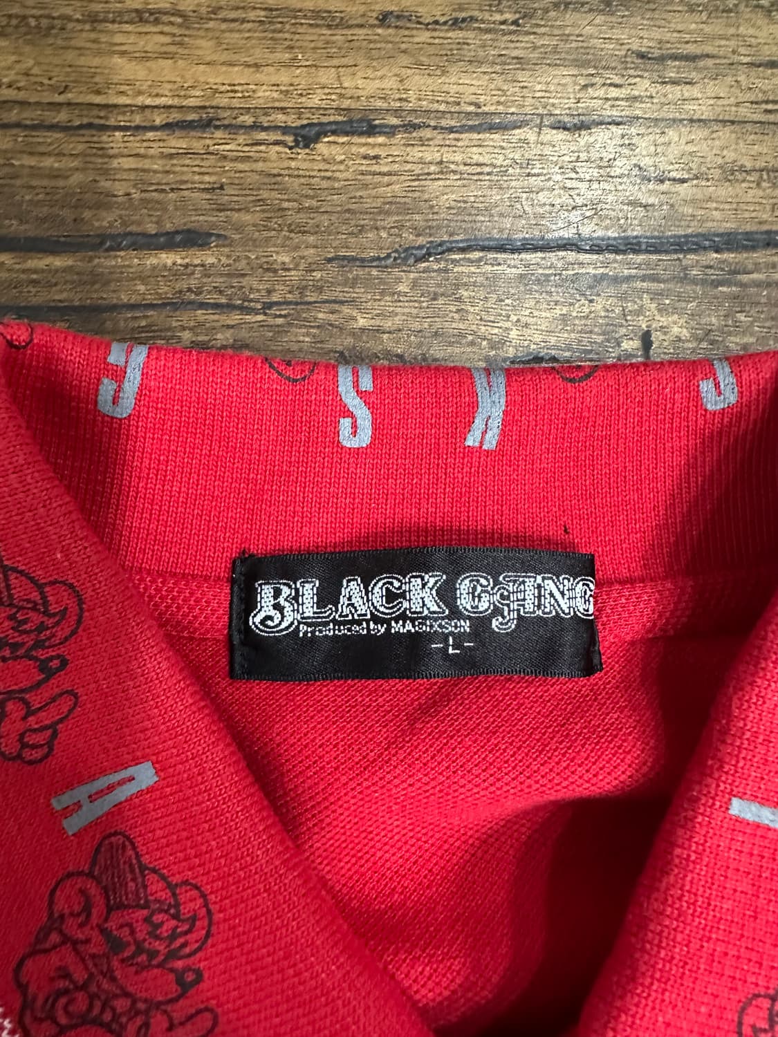 블랙갱스 BGA 레드 반팔 카라 티셔츠 L 새제품 올드스쿨 상품이미지3