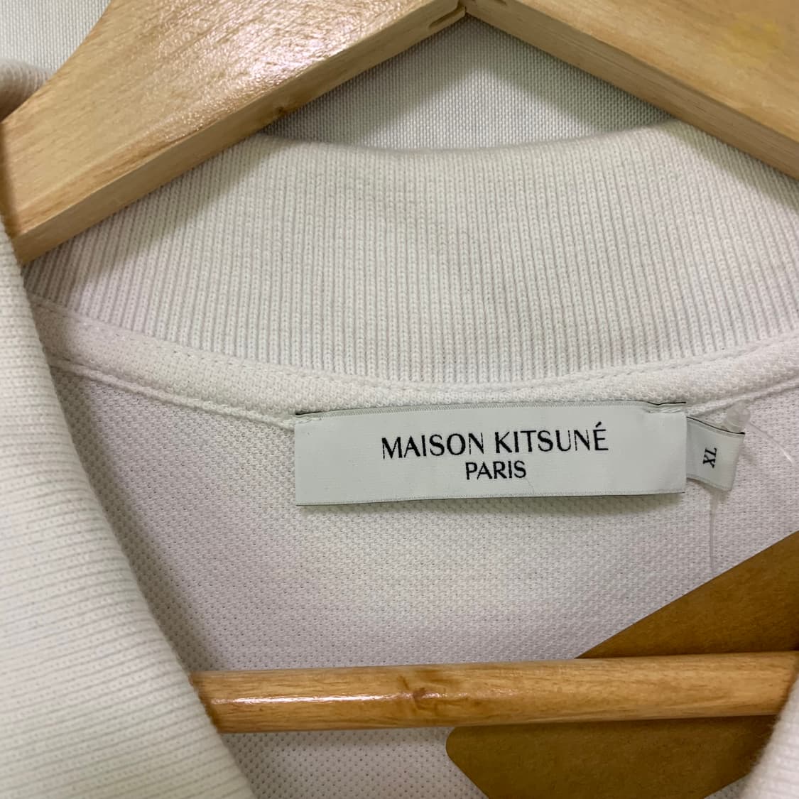 메종키츠네 폭스 패치 화이트 폴로티 카라 반팔 티셔츠 XL 상품이미지6