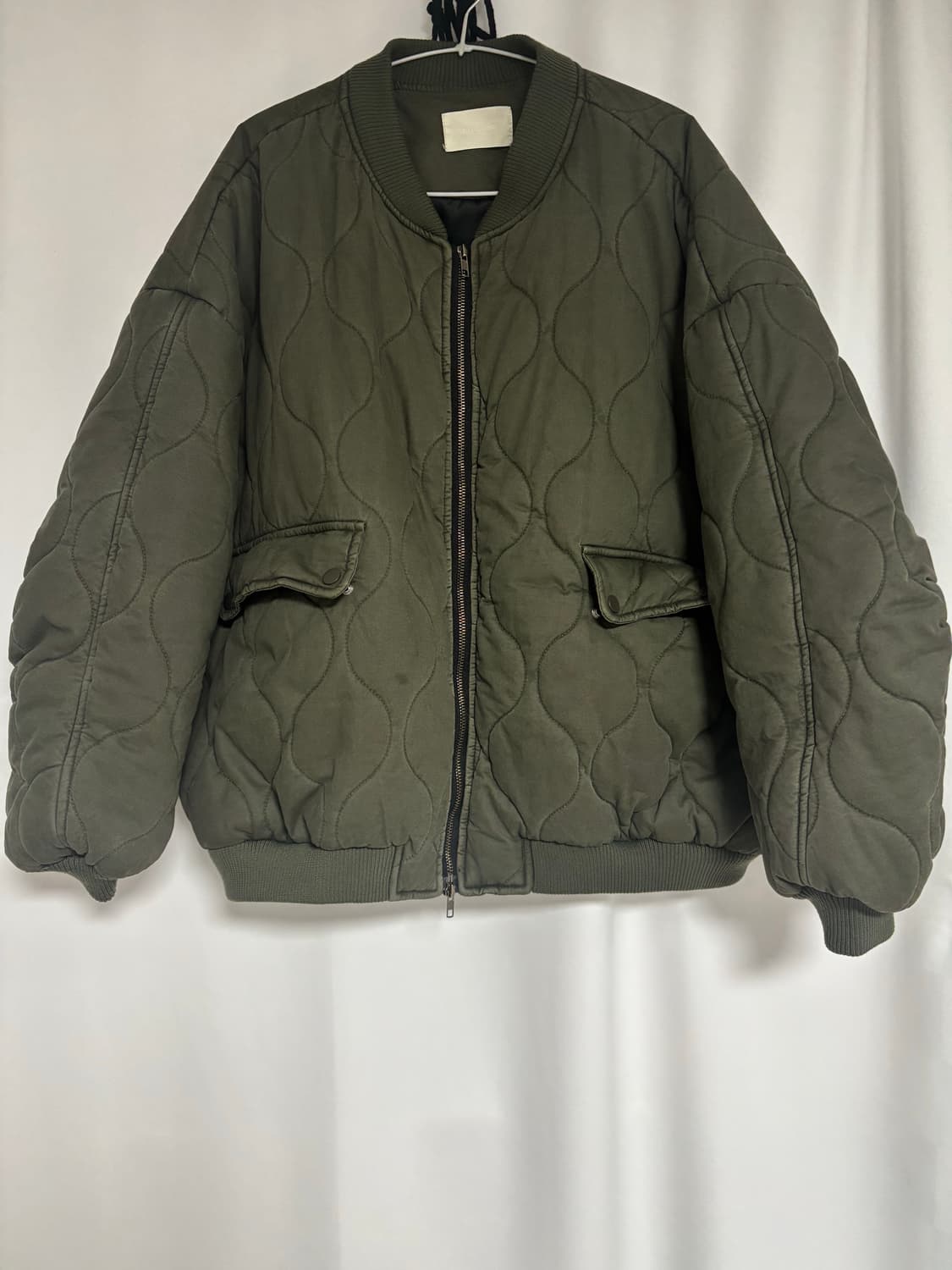 리넨느) 오버 퀄팅 자켓(카키) 상품이미지4