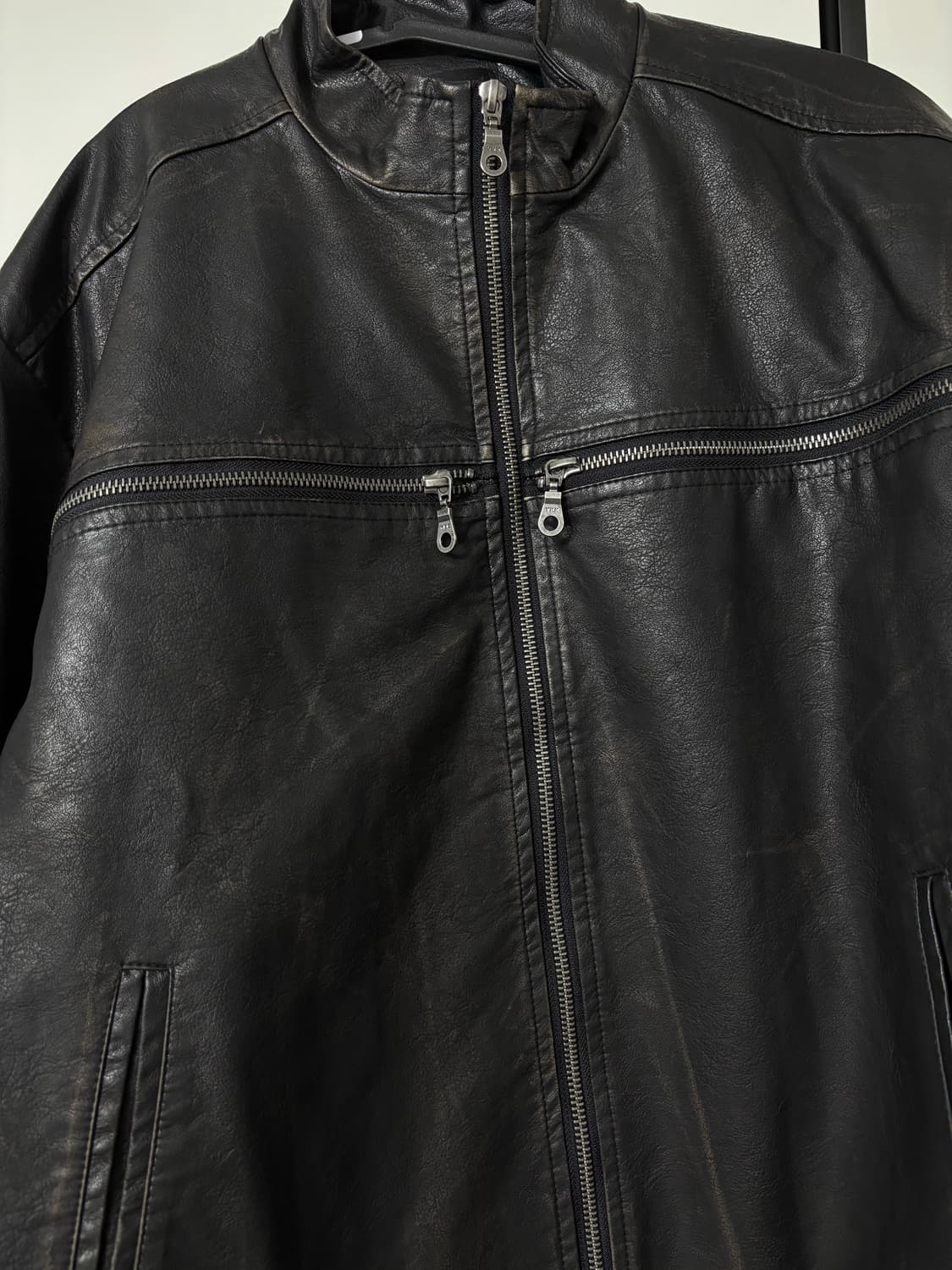 (SGW) Cross Zipper Leather Jacket 상품이미지8