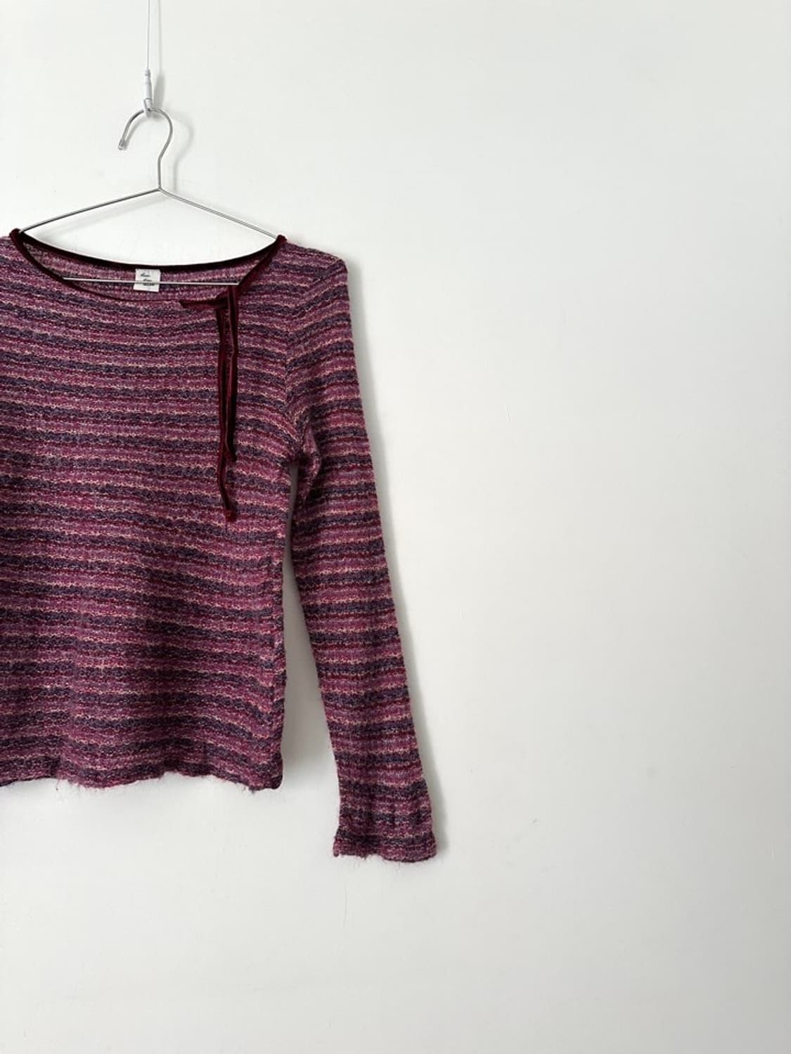 Boucle neck ribbon knit / purple 상품이미지3