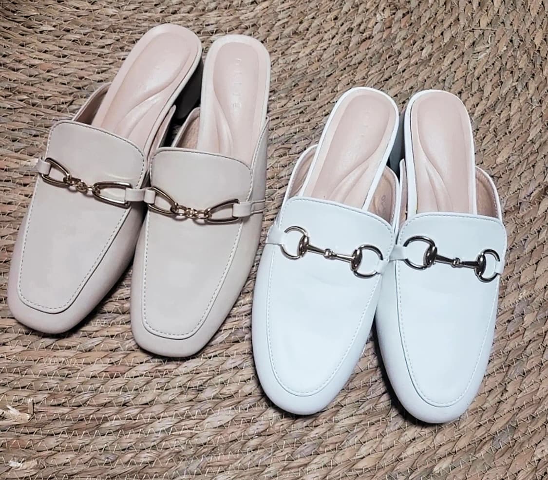 일괄2세트) 베이지 화이트 로퍼 2세트 굽6cm 상품이미지1