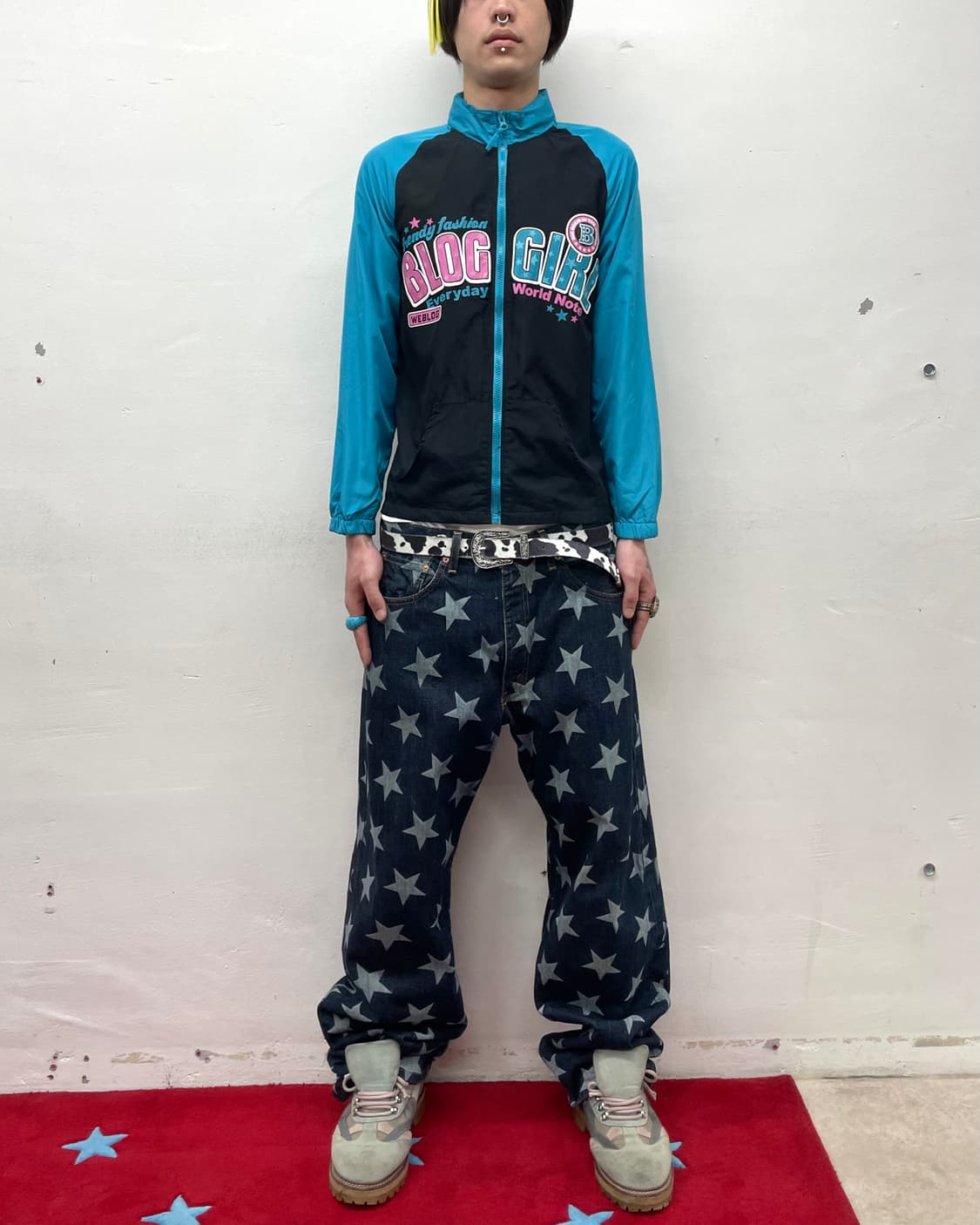 blog girl retro blue zip-up 상품이미지4