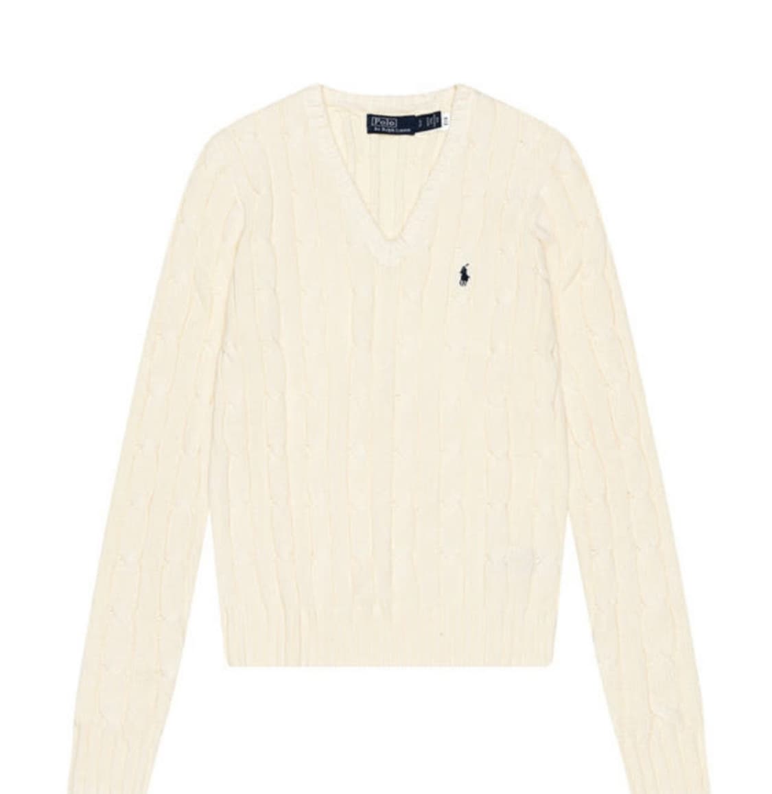 폴로 랄프로렌 여성 케이블 니트 코튼 브이넥 아이보리S 상품이미지1