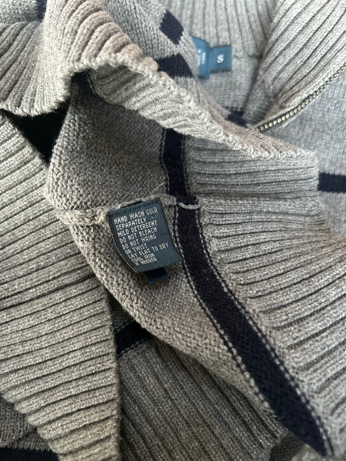 2000s polo 폴로 그레이 스트라이프 반집업 니트 상품이미지4