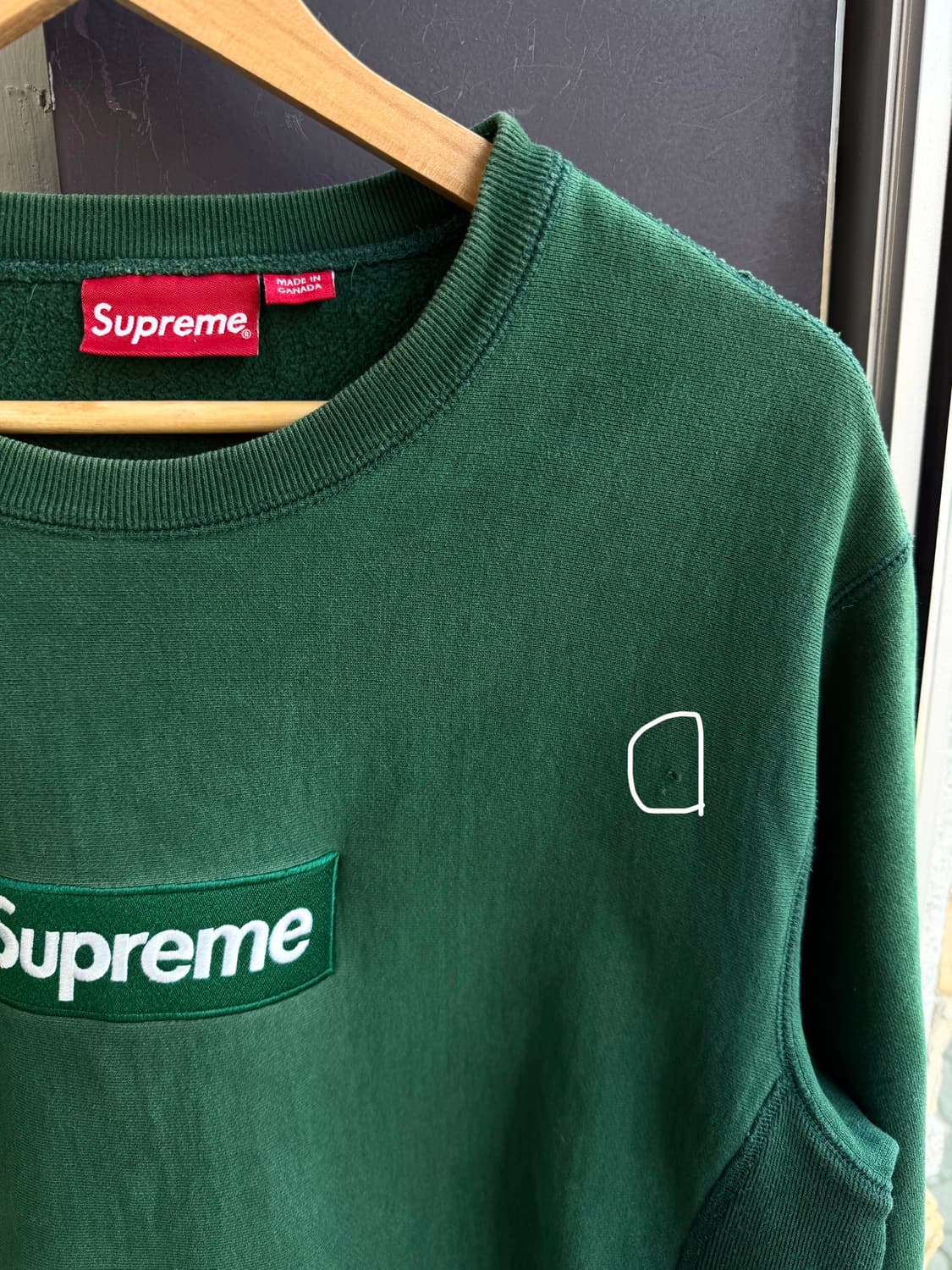L/ 슈프림 박스로고 크루넥 맨투맨 다크그린 상품이미지7