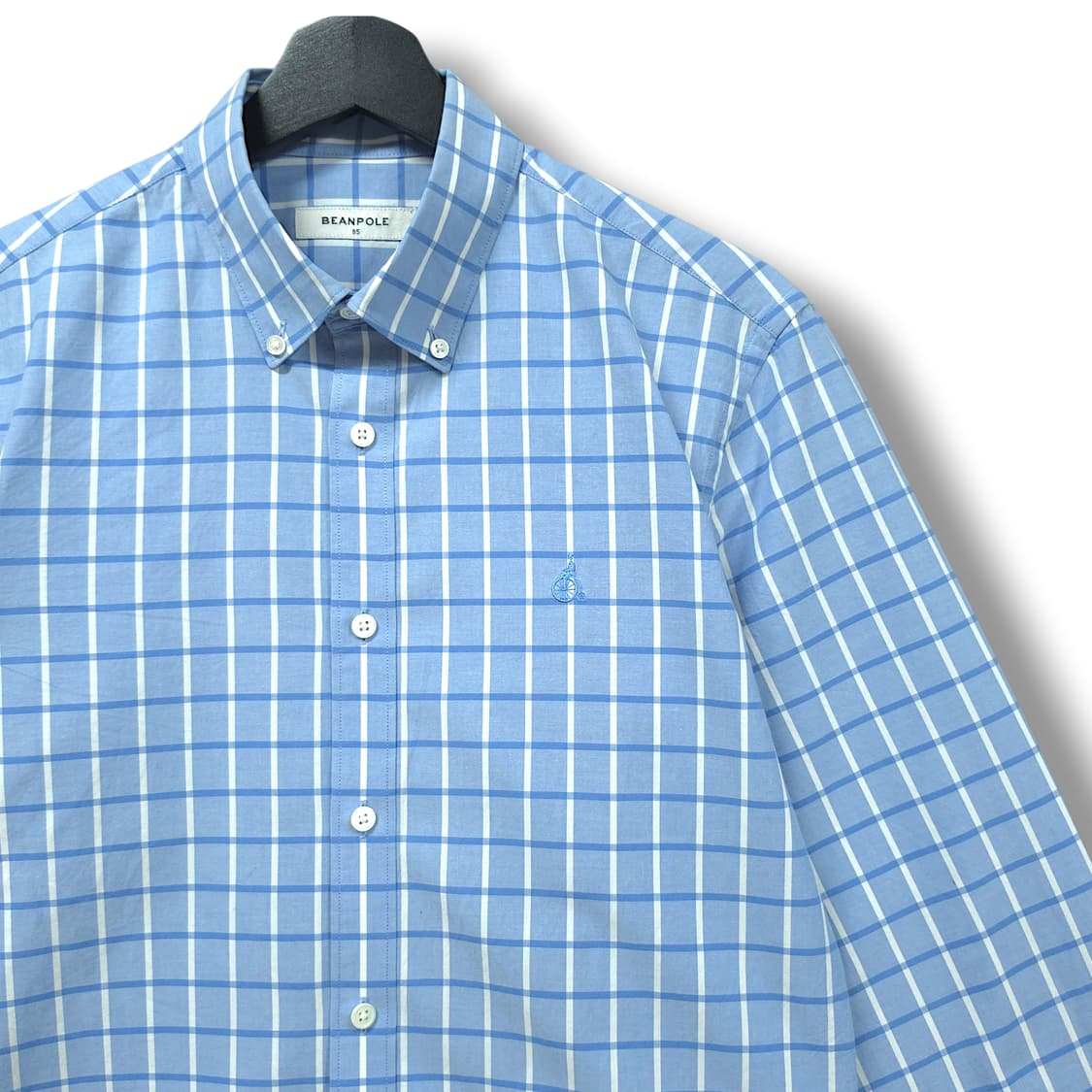 [95] 빈폴 스카이블루 체크 버튼다운 코튼 긴팔셔츠 상품이미지3