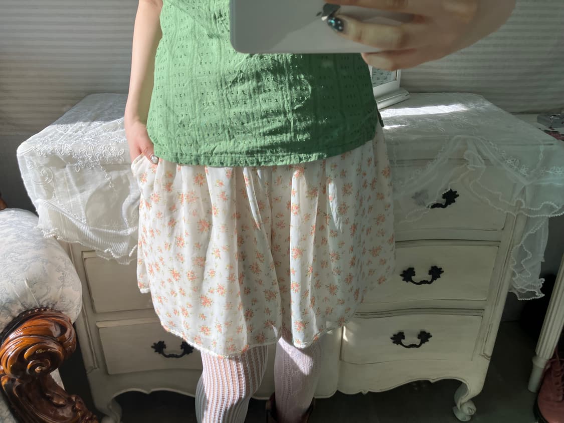 빈티지 잔꽃 쉬폰 반바지 상품이미지3