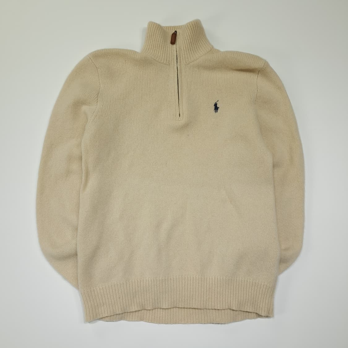 CL560 S 폴로 00s 램스울 가죽풀러 크림 하프집업 니트 스웨터 상품이미지1