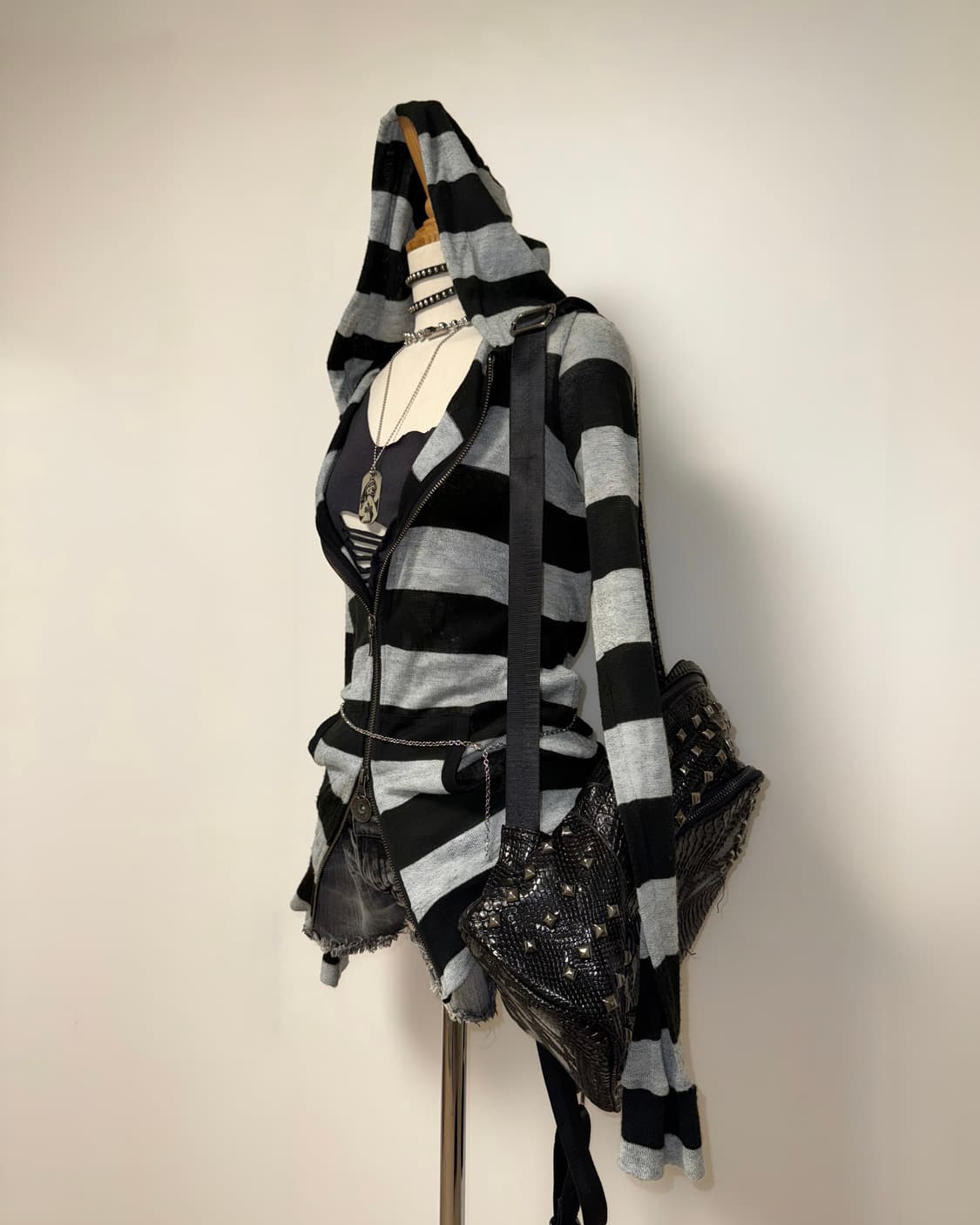 단가라 니트 와투케 데일리 후드집업 상품이미지2