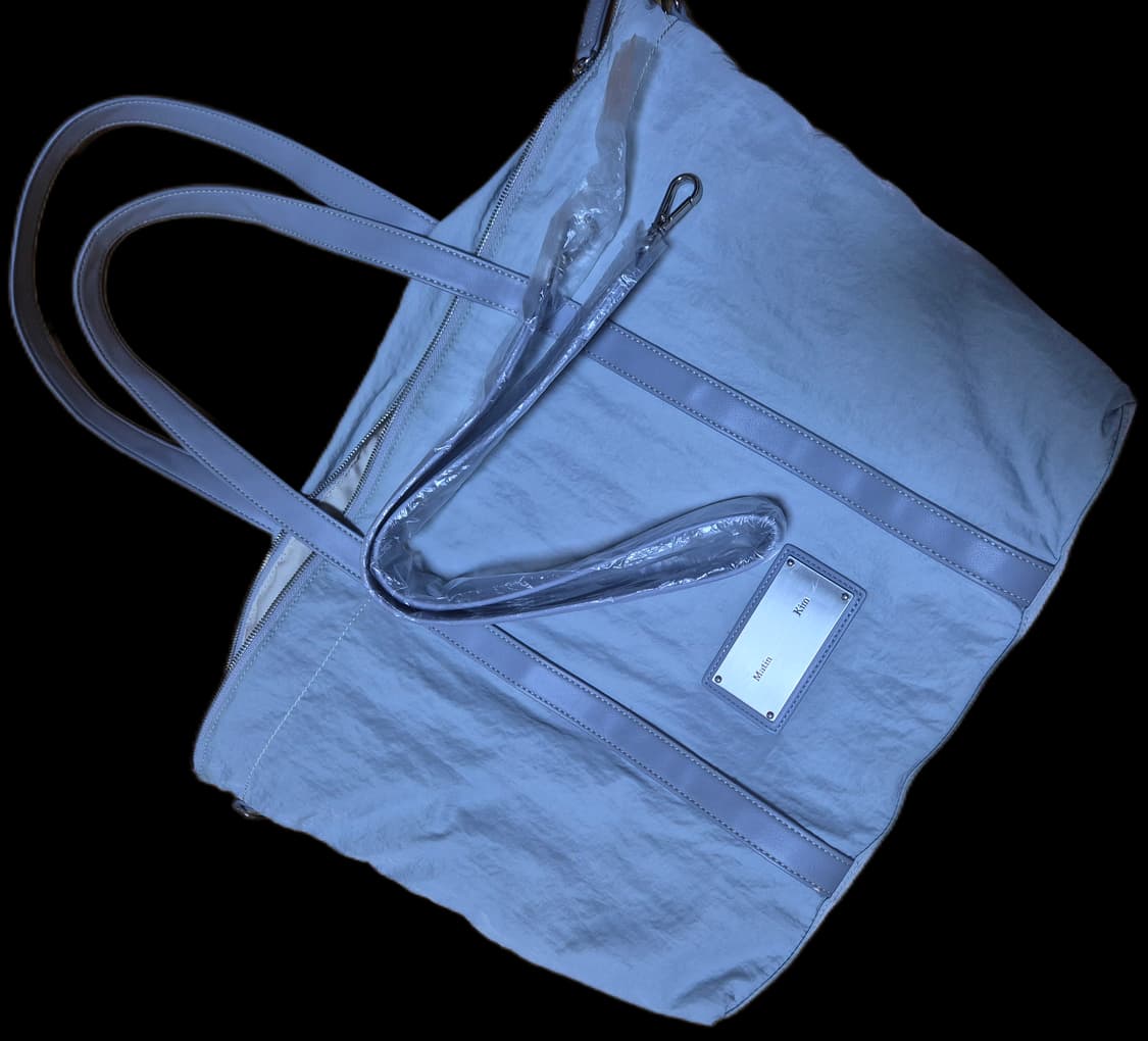 마뗑킴 나일론 패브릭 쇼퍼백(라이트그레이) 상품이미지1