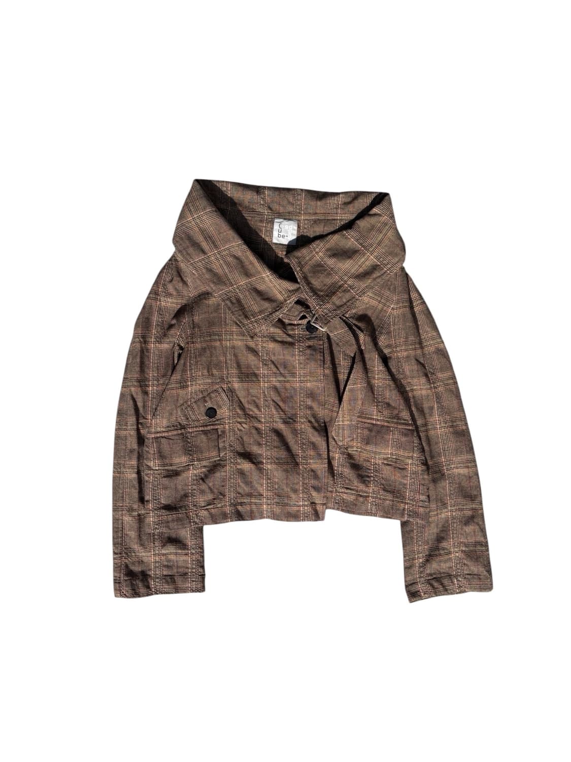 Plaid Wide Collar 2-Way Jacket 상품이미지1