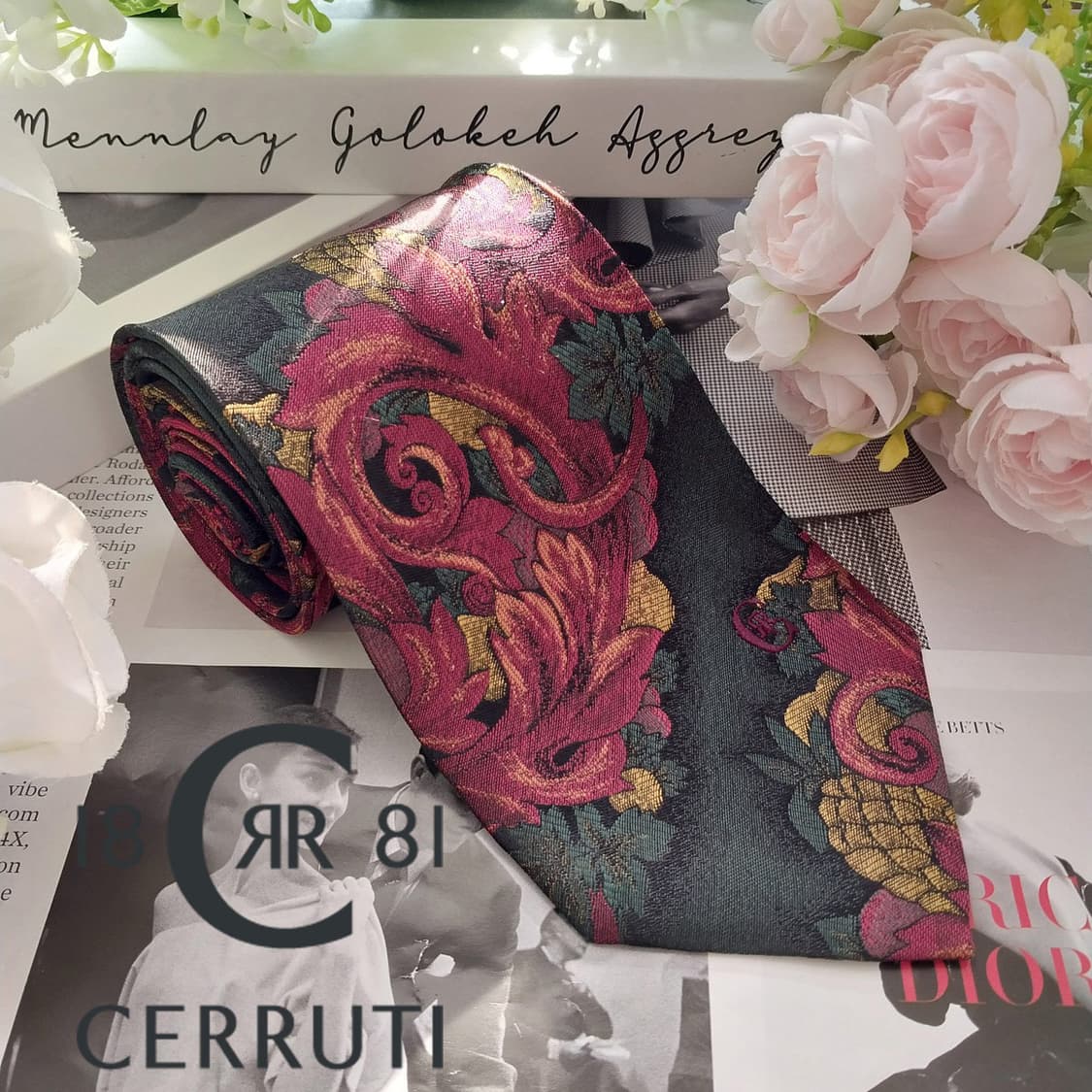 세루티 1881 실크 자카드 패턴 넥타이 9.4cm A+등급 K1962 상품이미지2