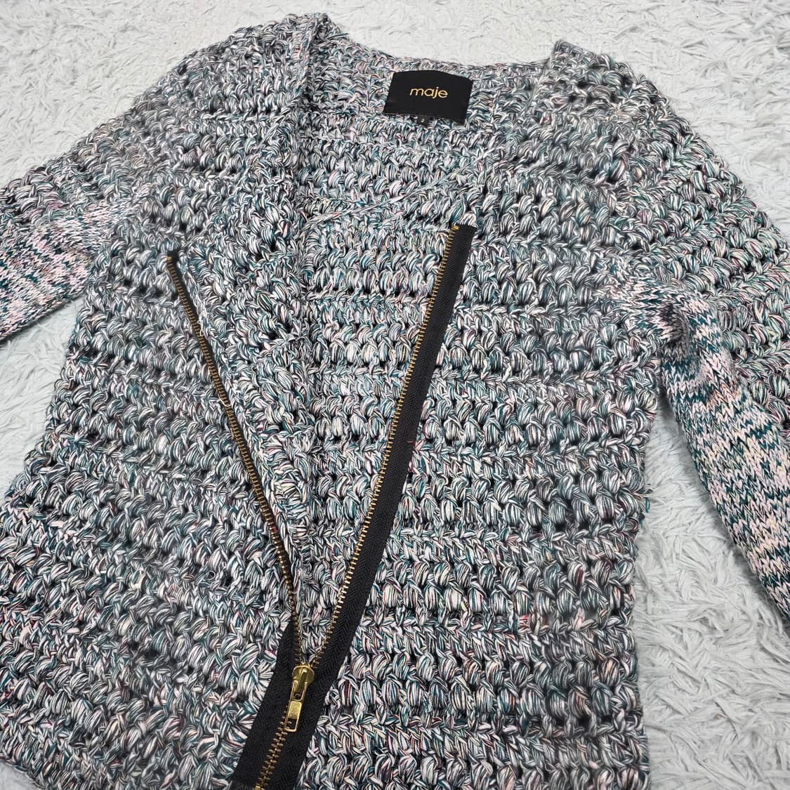 마쥬(maje) 크로셰 지퍼 가디건 믹스컬러 2호 (85) 상품이미지4