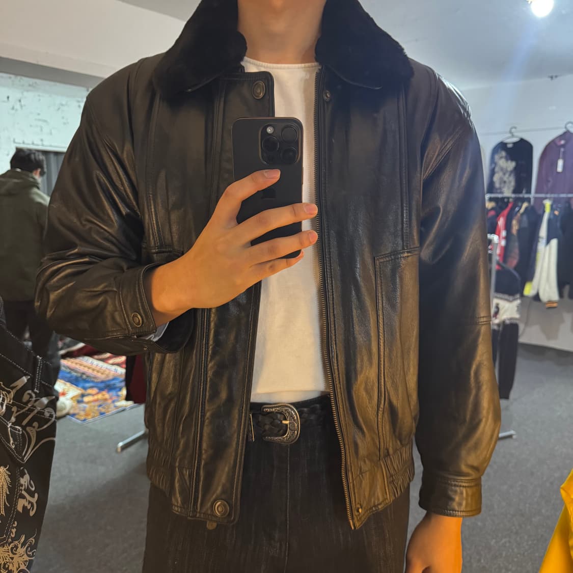 POSITANO 양가죽 G-1 봄버 무스탕 레더자켓 상품이미지7