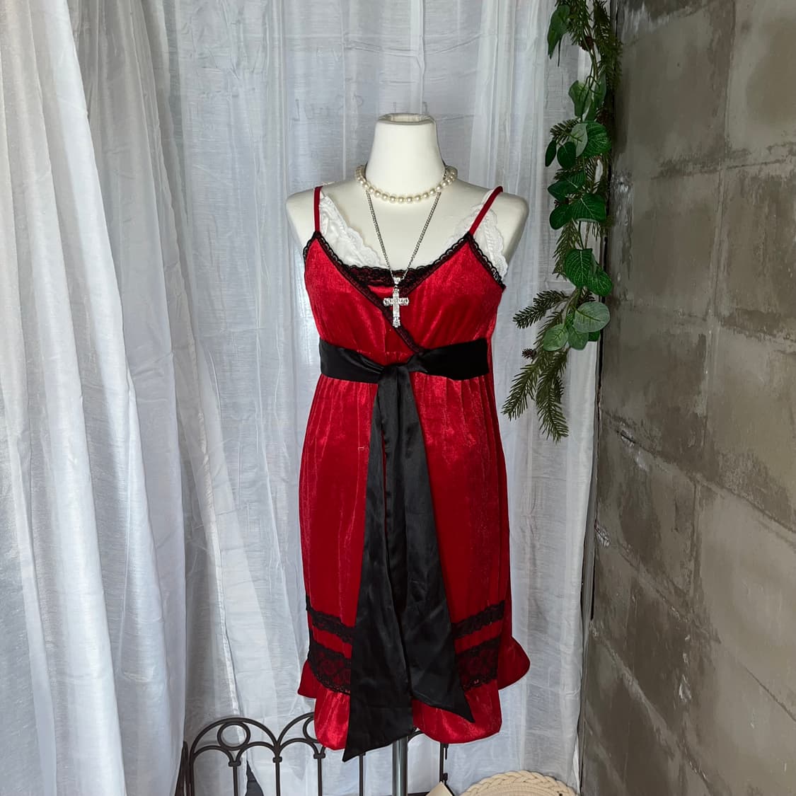 고스 레이스 벨벳 원피스  상품이미지2