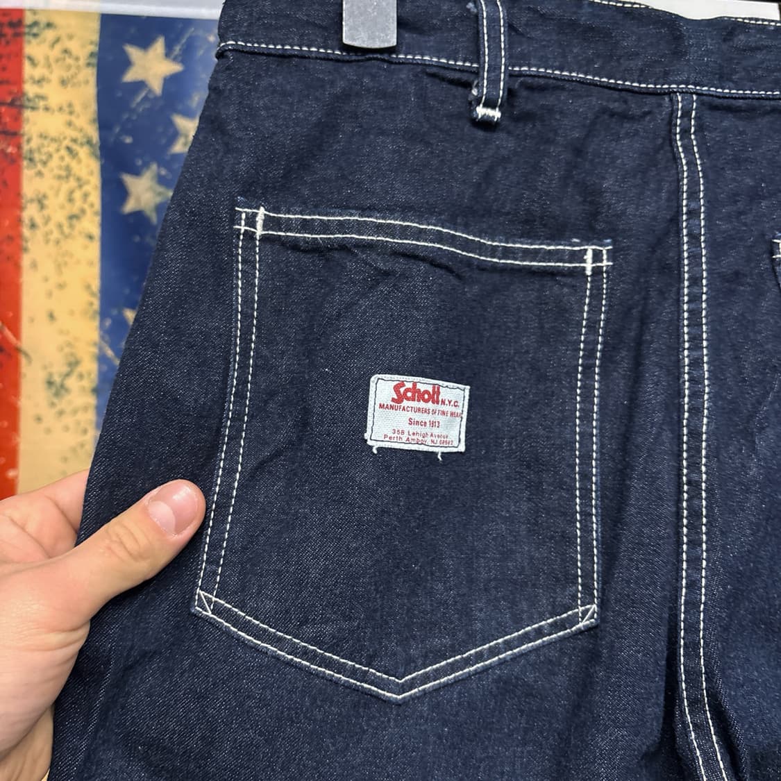 00s 쇼트 재팬라인 화이트 스티치 워크 데님팬츠 버튼플라이 N548 상품이미지7