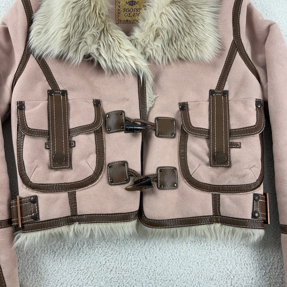 에고이스트 무스탕 퍼 자켓 핑크 상품이미지3