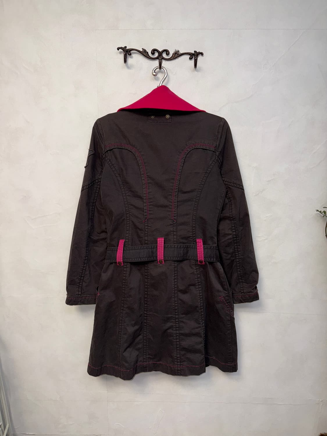Buckaroo charcoal pink belted coat ops 상품이미지5