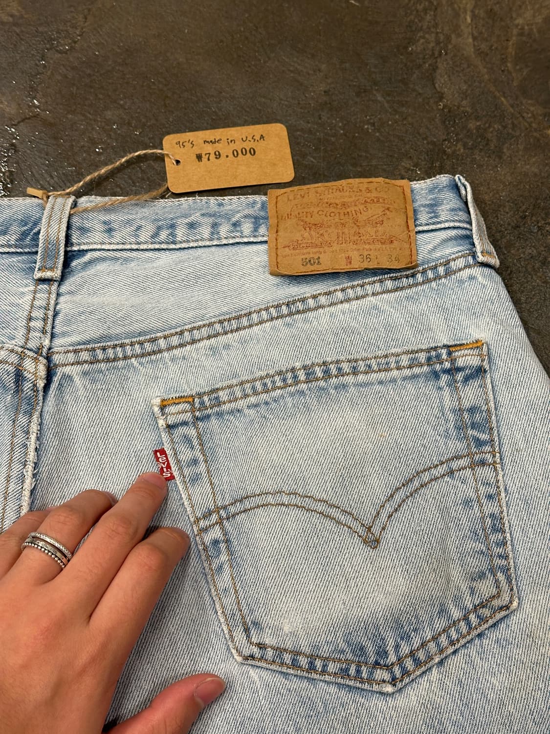 95s made in USA 501 W36 L34 쇼츠 상품이미지8
